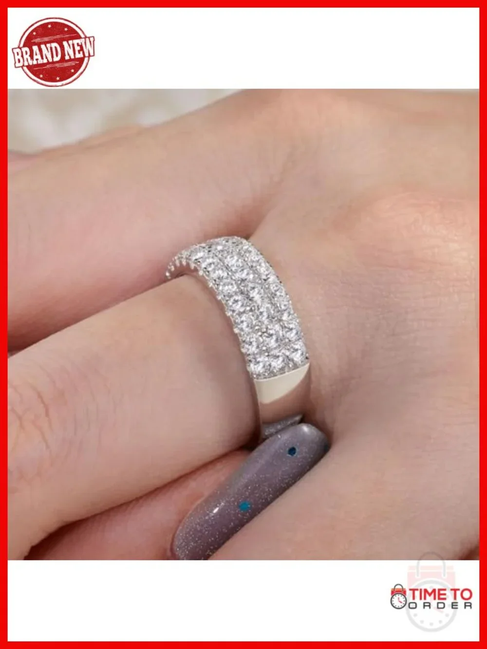 Moissanite Eternity Wedding Band Ring 925 Sterling Silver D Color VVS1
